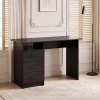 HOMCOM Scrivania Salvaspazio con 3 Cassetti, Ripiano Aperto, Scrivania Ufficio, Moderna, 100x40x75 cm, Nero(m-10)