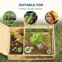 PawHut Tortoise House, Small Reptile Wooden House, with Mesh Roofs, Side Panels, for Turtles(m-7)