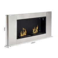 HOMCOM Camino Bioetanolo da Parete con 2 Bruciatori Capacità di 3L, 13600BTU, 110x54x14.5 cm(m-3)