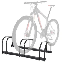 HOMCOM Aparcamiento para 3 Bicicletas Soporte de Acero para Aparcar Bicicletas en el Suelo o Pared 76x33x27 cm Negro(m-1)