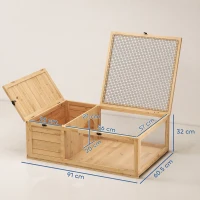 PawHut Tortoise House, Small Reptile Wooden House, with Mesh Roofs, Side Panels, for Turtles(m-3)