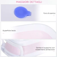 HOMCOM Vaschetta per Bagnetto per Neonati Ergonomico Pieghevole Piedini Anti-Scivolo Standard EN71-1, EN71-2, EN71-3 Rosa Età Adatta: 0-3anni 80x48x21cm(m-6)