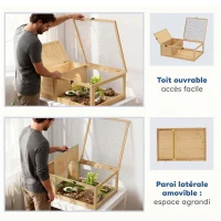 PawHut Maison enclos cage habitat pour petit animal tortues avec 2 espaces 91 x 60,5 x 32 cm bois massif jaune clair(m-5)