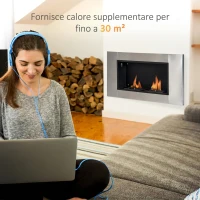 HOMCOM Camino Bioetanolo da Parete con 2 Bruciatori Capacità di 3L, 13600BTU, 110x54x14.5 cm(m-4)