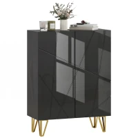 HOMCOM Schuhschrank mit 2 Türen, Schuhregal, Schuhaufbewahrung mit 3 Verstellbaren Ablagen 72 x 31,5 x 95 cm, Schwarz(m-11)