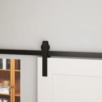 System do drzwi przesuwnych HOMCOM prowadnica do drzwi przesuwnych okucia do drewnianych drzwi przesuwnych akcesoria stal węglowa kolor czarny 183 x 0,6 x 18 cm(m-6)