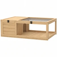 PawHut Tortoise House, Small Reptile Wooden House, with Mesh Roofs, Side Panels, for Turtles(m-1)