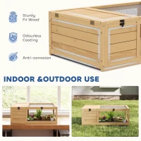 PawHut Tortoise House, Small Reptile Wooden House, with Mesh Roofs, Side Panels, for Turtles(m-4)