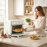 HOMCOM 5-in1 Mini Ofen, 20 L Fassungsvermögen, 1400W, 1 Backrost, 1 Backblech, 60 Min. Timer(m-9)