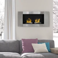 HOMCOM Camino Bioetanolo da Parete con 2 Bruciatori Capacità di 3L, 13600BTU, 110x54x14.5 cm(m-10)