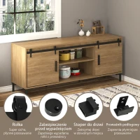System do drzwi przesuwnych HOMCOM prowadnica do drzwi przesuwnych okucia do podwójnych drzwi drewnianych akcesoria stal węglowa kolor czarny 183 x 0,6 x 18 cm(m-5)