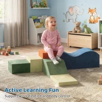 AIYAPLAY Kids Soft Play Set, 6PCS Foam Climbing Blocks with Non-Slip Base, Indoor Soft Playground for Climbing and Crawling(m-5)