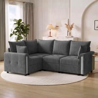 HOMCOM 228cm L Shaped Sofa with Lift-Up Storage, 3-Seater Sectional Sofa with Wide Deep Seat, Dark Grey(m-9)