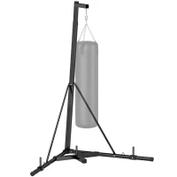 SPORTNOW Boxsackständer, Boxsackhalterung, höhenverstellbar, freistehend, klappbar, Stahl, 170 x 90 x 225 cm, schwarz(m-12)