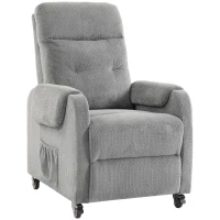 HOMCOM Fotoliu relax cu funcție de rotație 360° & funcție push-back de înclinare, fotoliu TV cu suport pentru picioare până la 150 kg, gri(m-7)