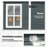 Outsunny Tuinhuisje 3,2m², Opslagschuur met Lessenaarsdak, 303x123x197cm met Ramen Afsluitbaar Deur Ventilatieopening Bodem(m-5)
