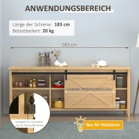 HOMCOM 183 cm Schiebetür Komplettset Schiebetürbeschlag mit Bodenführung, Schiebetür Laufschiene, Laufrollen Schiebetürsystem für Einzelholzschiebetür(m-4)