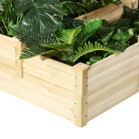 Outsunny Huerto Urbano 3 Niveles de Madera Jardinera Elevada con Base Abierta para Cultivar Plantas Flores 108x88x36 cm Natural(m-10)