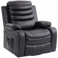 HOMCOM Sillón Relax Reclinable Eléctrico Levanta Personas con Masaje Vibratorio y Calor Puerto USB Control Remoto Negro(m-16)