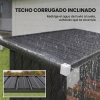 Outsunny Casetilla para Leña de Acero Galvanizado con Base Elevada y Techo Inclinado 150x66,5x150 cm Gris Oscuro(m-6)