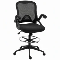 Vinsetto Bürosessel, Schreibtischstuhl, Stehfunktion, mit Fußablage, drehbarer Sitz, Stahl, schwarz, 64 x 60 x 106-126cm(m-1)