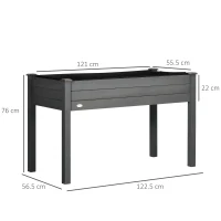 Outsunny Letto per Orto Rialzato, Fioriera Rialzata da Esterno in Abete con Fodera e 4 Fori di Drenaggio, Grigio Scuro(m-3)