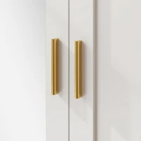 HOMCOM Armario Dormitorio 2 Puertas y 2 Cajones Armario Ropero con Espejo Barra para Colgar 80x50x180 cm Blanco(m-10)
