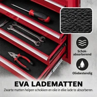 HOMCOM® mobiele werkplaatswagen, afsluitbaar met 16 schuifladen, rood / schuiflade gereedschapwagen wagen met wielen  gereedschapskist (rood)(m-5)