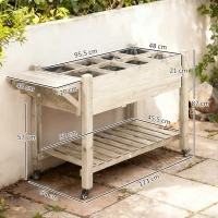 Outsunny Huerto Urbano Elevado con 8 Rejillas y Estantes Tela no Tejida para Cultivo Verduras y Hortalizas 123x54x87 cm Natural(m-3)