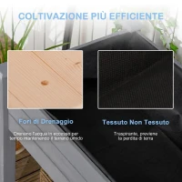 Outsunny Letto per Orto Rialzato, Fioriera Rialzata da Esterno in Abete con Fodera e 4 Fori di Drenaggio, Grigio Scuro(m-7)