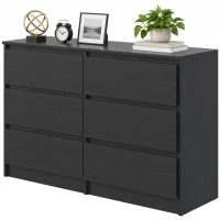 HOMCOM Cómoda Dormitorio Adulto, Cajonera 6 Cajones, Cómoda para Ropa, Mueble de Almacenamiento Contemporáneo para Salón, Negro(m-9)