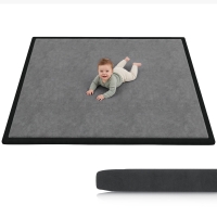 AIYAPLAY Alfombra de Juego para Niños 0-3 Años 180x150x3 cm con Superficie Impermeable, en Franela y Espuma, Gris Oscuro
