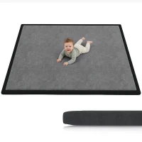 AIYAPLAY Alfombra de Juego para Niños 0-3 Años 180x150x3 cm con Superficie Impermeable, en Franela y Espuma, Gris Oscuro(m-1)