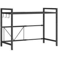 HOMCOM Expandable Microwave Oven Rack with 3 Hooks - Black(m-1)