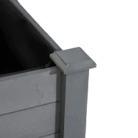 Outsunny Letto per Orto Rialzato, Fioriera Rialzata da Esterno in Abete con Fodera e 4 Fori di Drenaggio, Grigio Scuro(m-10)