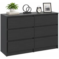 HOMCOM Cómoda Dormitorio Adulto, Cajonera 6 Cajones, Cómoda para Ropa, Mueble de Almacenamiento Contemporáneo para Salón, Negro(m-1)