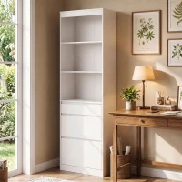 HOMCOM Estante para Livros Alta e Estreita com 6 Níveis, 3 Gavetas e 3 Compartimentos Abertos 57x30x180 cm Branco(m-2)
