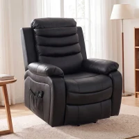 HOMCOM Sillón Relax Reclinable Eléctrico Levanta Personas con Masaje Vibratorio y Calor Puerto USB Control Remoto Negro(m-2)