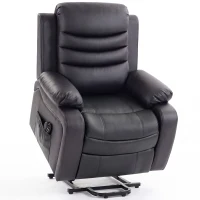 HOMCOM Sillón Relax Reclinable Eléctrico Levanta Personas con Masaje Vibratorio y Calor Puerto USB Control Remoto Negro(m-1)
