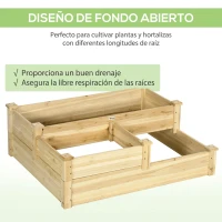 Outsunny Huerto Urbano 3 Niveles de Madera Jardinera Elevada con Base Abierta para Cultivar Plantas Flores 108x88x36 cm Natural(m-5)