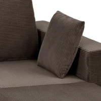 HOMCOM Modulaire U-bank 287 cm, frameloos, brede diepe corduroy zitting, high-density schuim, zonder montage, khaki(m-10)