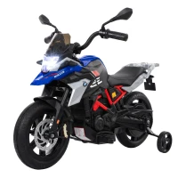 AIYAPLAY Moto Eléctrica para Niños 3-8 Años 12V Licencia BMW G310 GS, Batería de Litio, Ruedines Removibles, Azul(m-5)