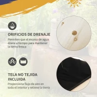 Outsunny Huerto Urbano Elevado con 8 Rejillas y Estantes Tela no Tejida para Cultivo Verduras y Hortalizas 123x54x87 cm Natural(m-6)