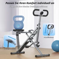 Squatmaschine mit Ruderfunktion, 4 Widerstandsstufen, faltbar, digitale Anzeige, Stahlkonstruktion, Grau(m-3)