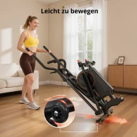Ellipsentrainer für Zuhause, faltbar, 16 Widerstandsstufen, LCD-Display und Transportrollen, Schwarz(m-7)