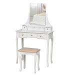 HOMCOM make-uptafel met spiegel en 5 lades kaptafel wit
