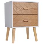 HOMCOM nachttafeltje met lades hout wit + naturel 40 x 30 x 55,5 cm | Aosom.de