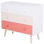 HOMCOM kinderkamerkast met 3 lades kinderkast opbergruimte MDF roze