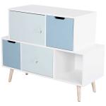 HOMCOM kinderkamerkast met 3 lades kinderkast opbergruimte MDF blauw(c-3)