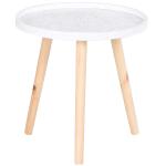 HOMCOM koffietafel bijzettafel nachtkastje met hoge rand massief hout MDF wit